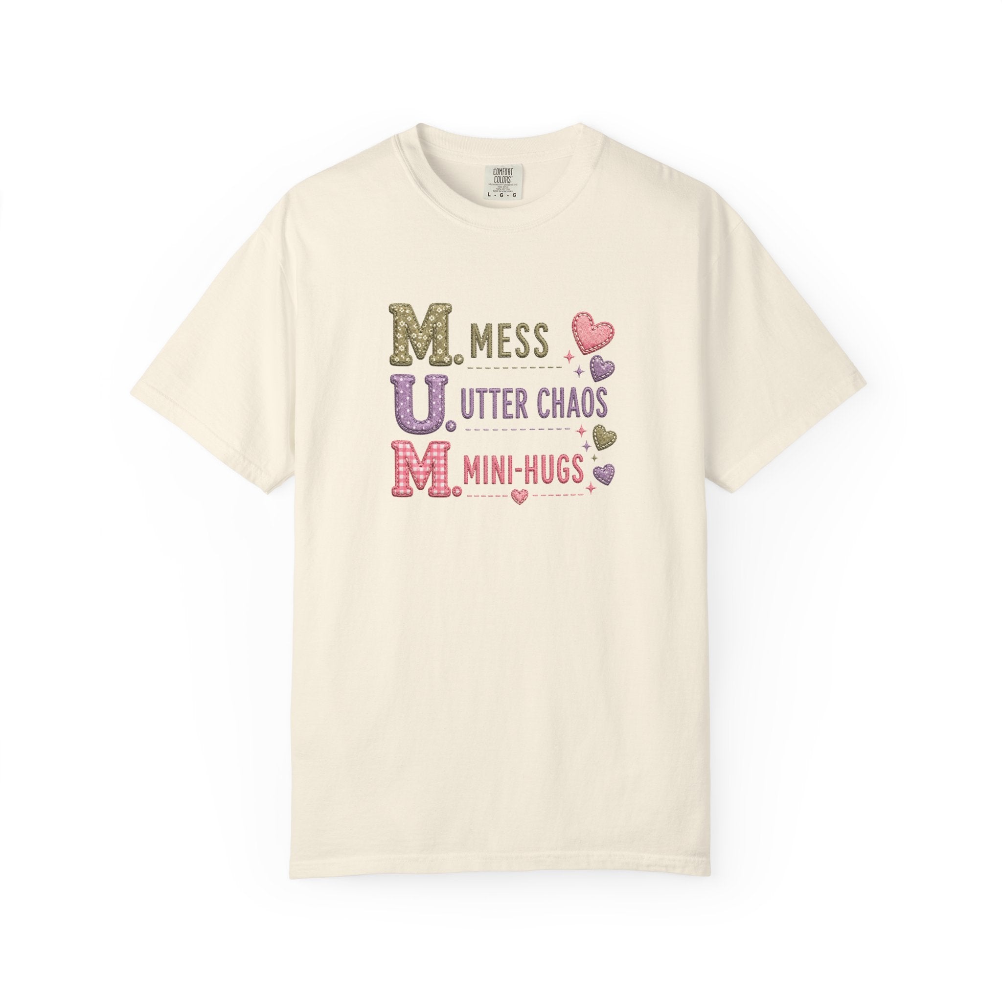 Mom Acronym T-Shirt — "M.U.M. Mess, Utter Chaos, Mini-Hugs" Cute Mom Graphic Tee