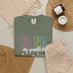 Nana Pastel Rainbow Tee — 'NANA' Floral Outline Grandma T-Shirt