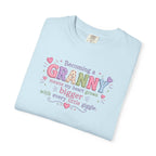 Becoming a Granny T-Shirt – Cute Grandma Shirt with "Becoming a Granny means my heart grows bigger with every little giggle" Design