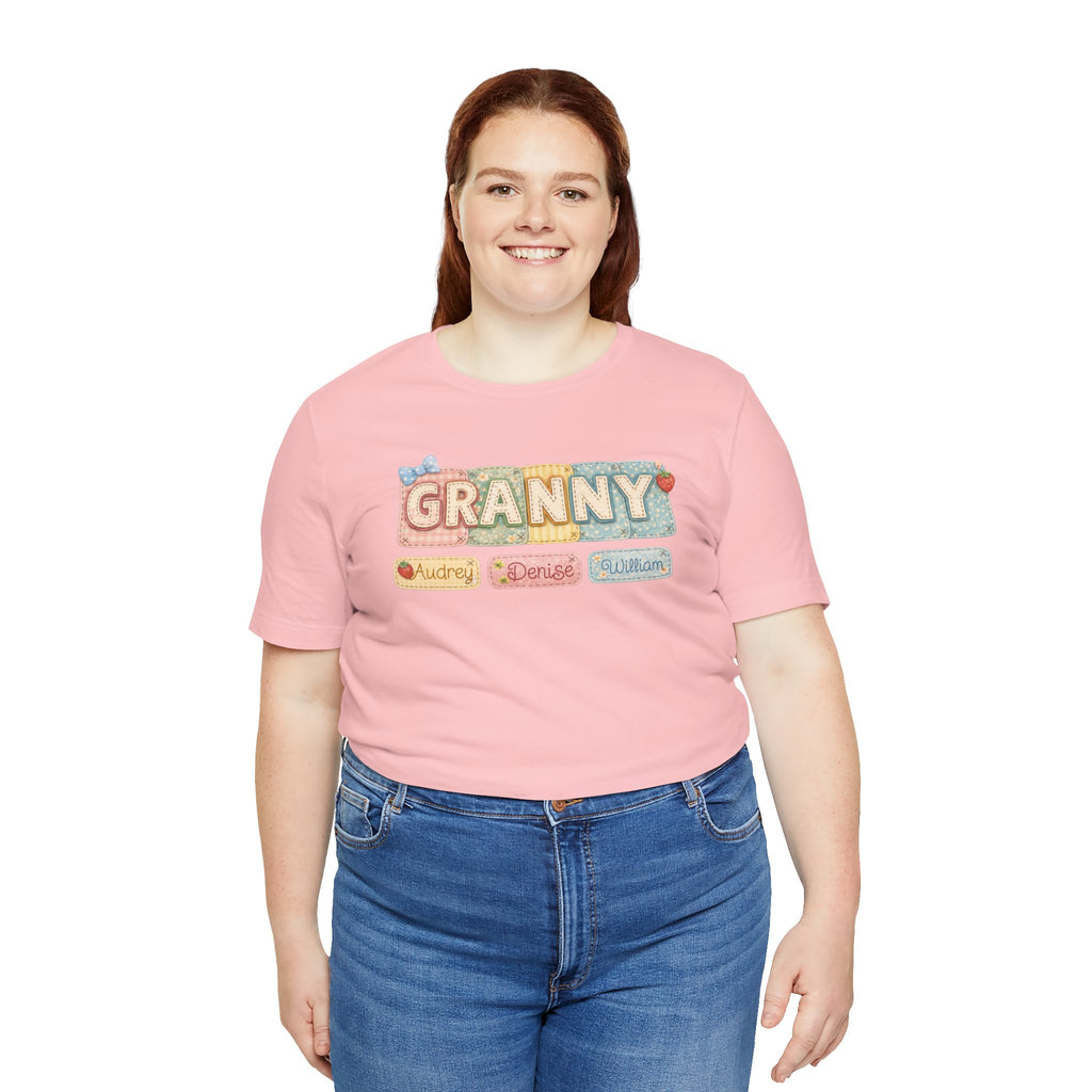 Granny Retro Nameplate T‑Shirt — Personalized Grandma Tee