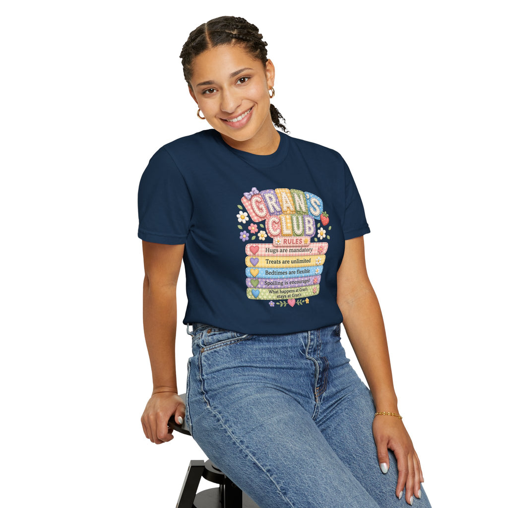Grans Club Rules T-Shirt — Cute Floral Grandma Shirt, Funny Grandmother Gift for Mother's Day