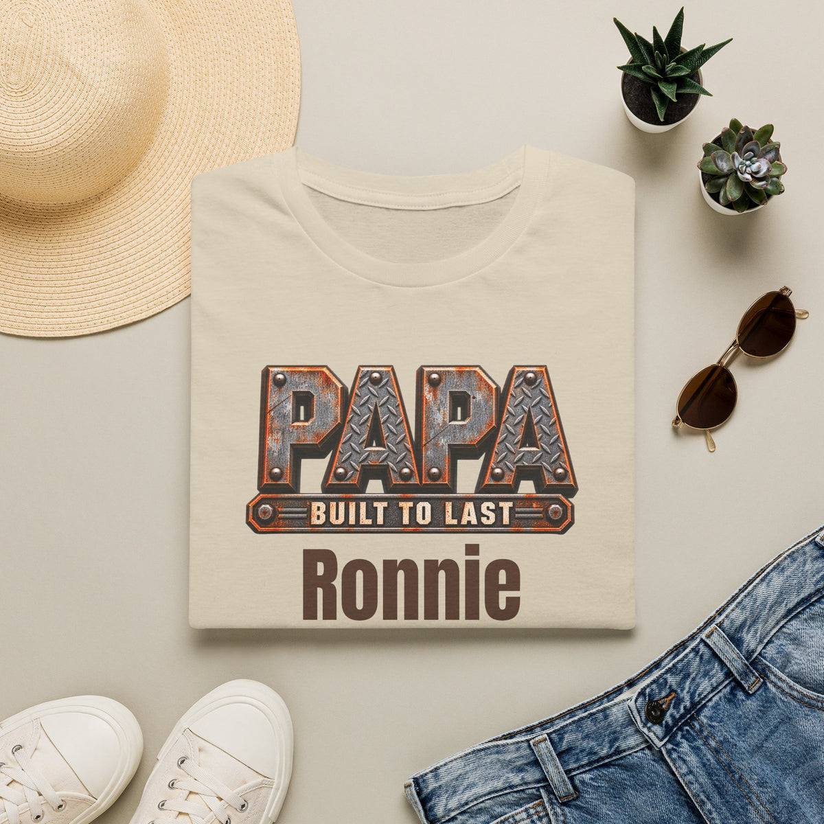 Papa "Built to Last" T-Shirt — Personalise