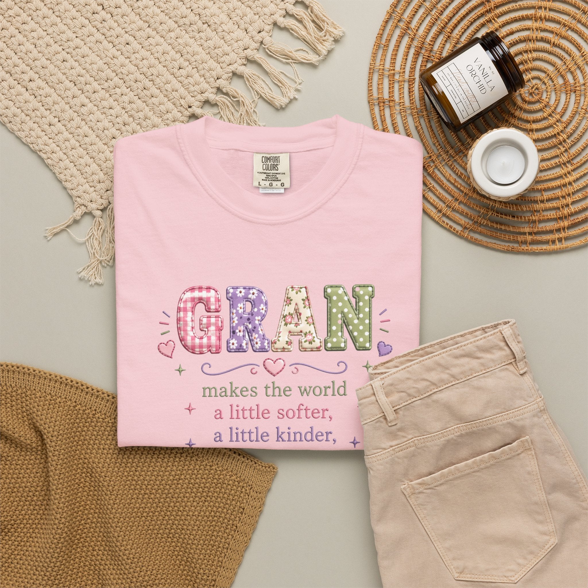 Gran Makes the World Softer T-Shirt – Gift for Grandma, Floral Vintage Lettering