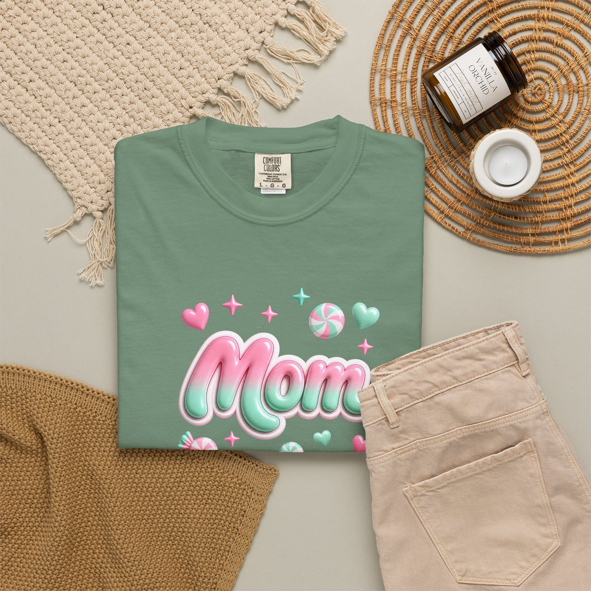 Mom Pastel Candy Script T-Shirt