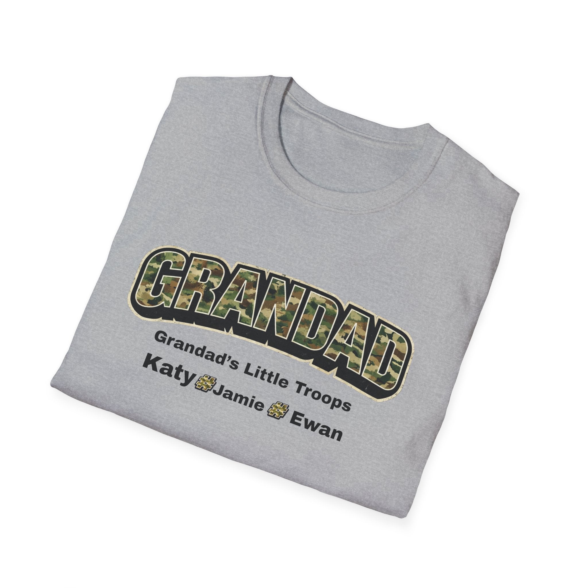 Granddad Camo T-Shirt — "Grandad's Little Troops" Personalized Kids Names