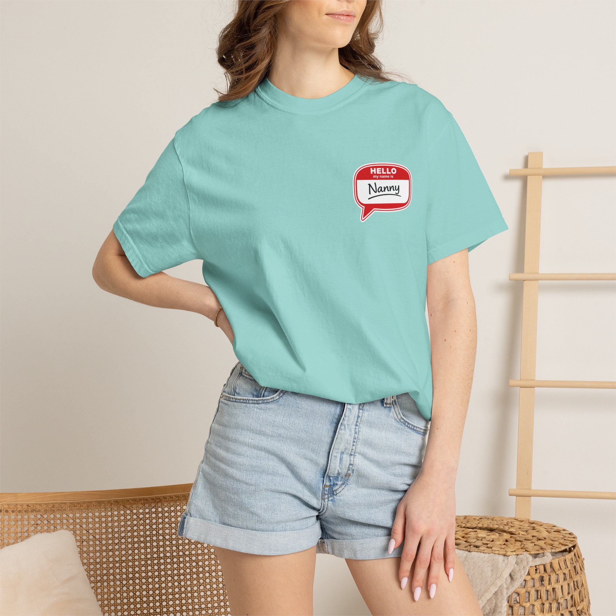 Hello Nanny Pocket T-Shirt – Cute Name Tag Tee for Grandparents & Caregivers