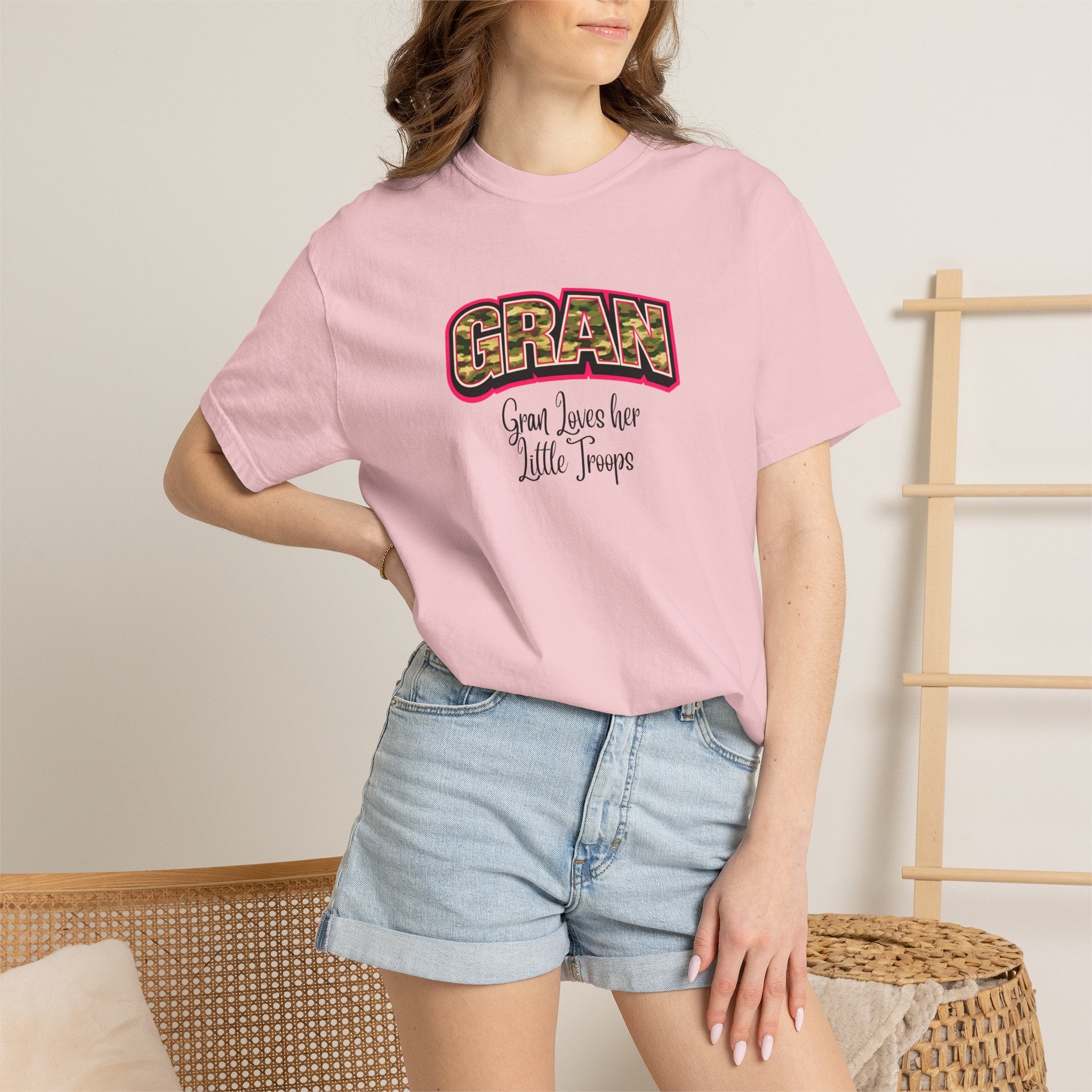 Gran Floral Graphic T-Shirt — "Gran Loves Her Little Troops" Gift Tee