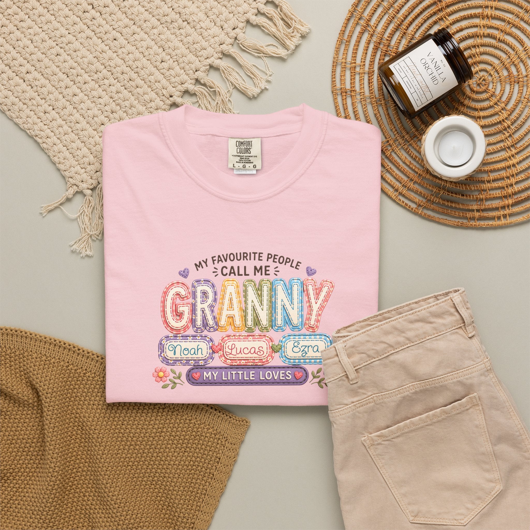 Granny Floral Retro Tee — "My Favourite People Call Me Granny"