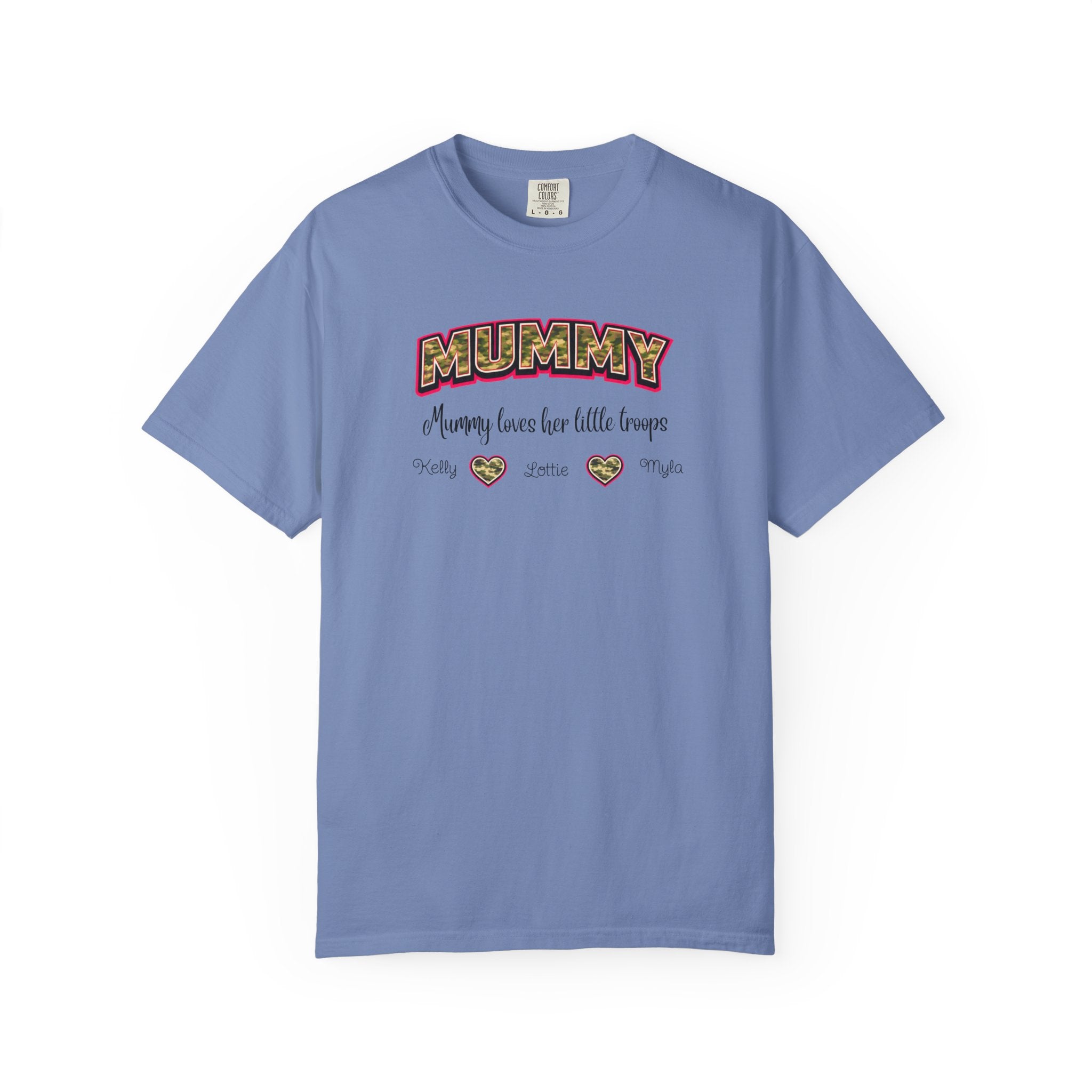 Mummy Camo Heart Graphic T-Shirt — "Mummy, leave her little layers" Retro Mum Tee