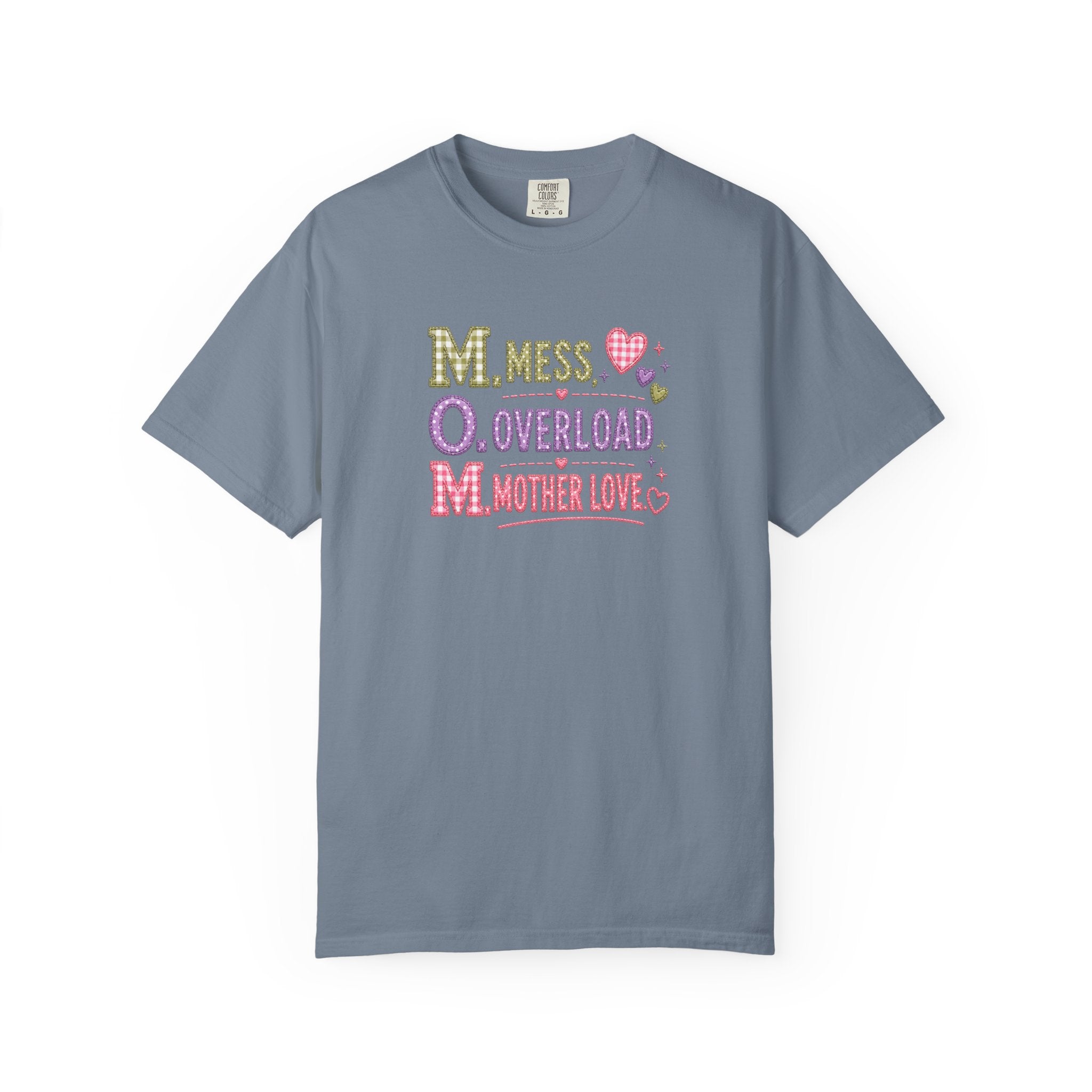 Mom Acronym T-Shirt — “M.O.M. Mess Overload Mother Love” Cute Mom Graphic Tee