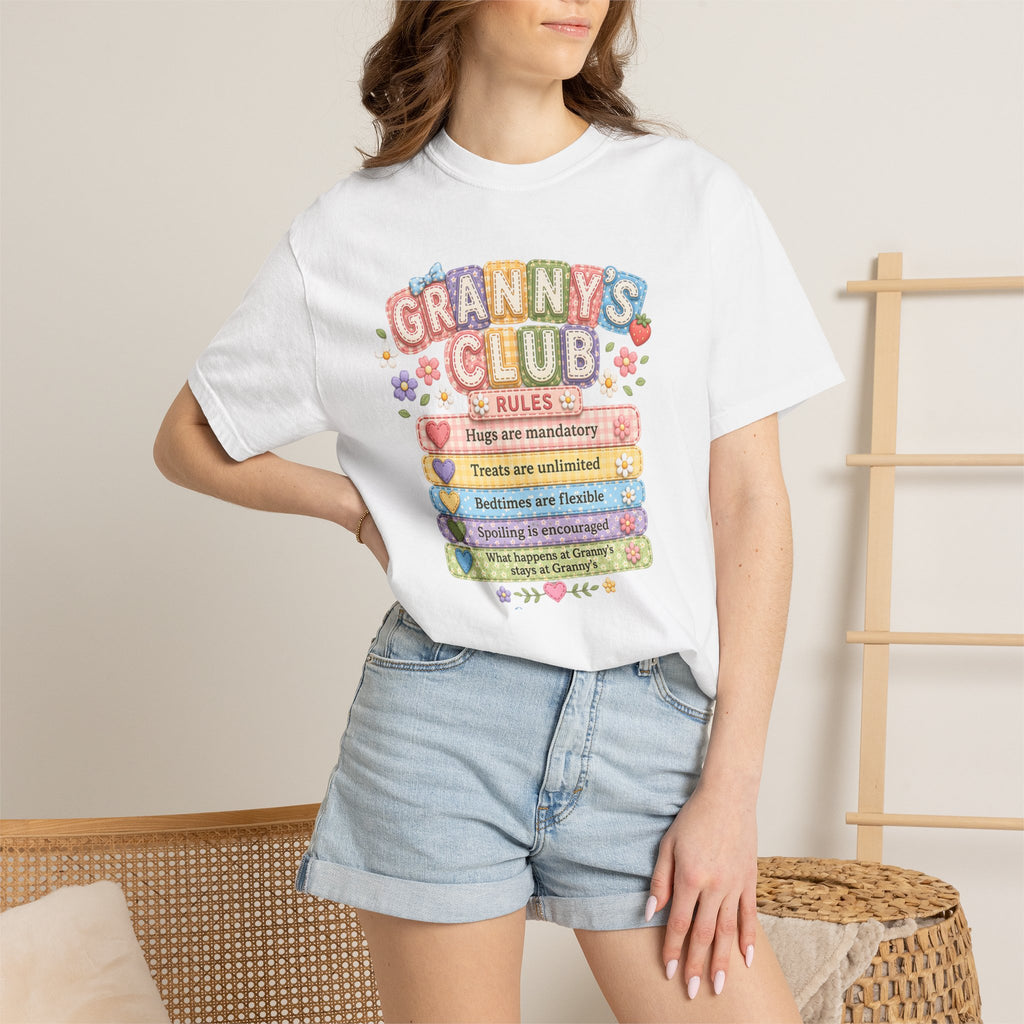 Granny's Club T‑Shirt – Cute Pastel 'Granny's Club' Rules Graphic Tee for Grandmothers