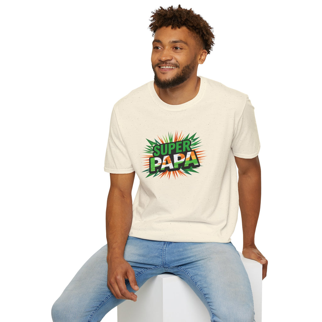 Super Papa Ireland Flag/Irish themed T-Shirt – Comic-Style Father’s Day Tee