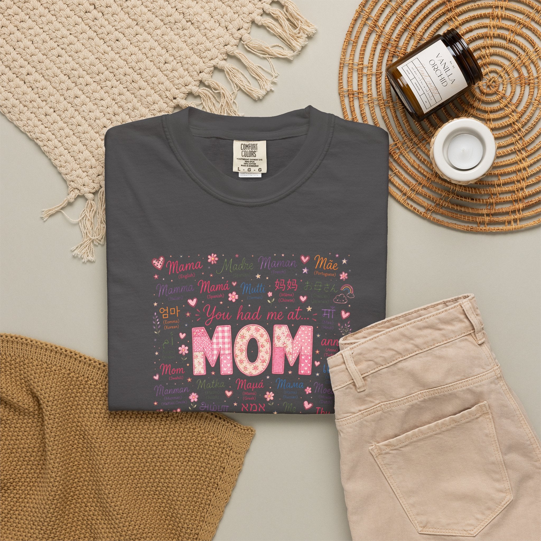 Mom Hearts Graphic T-Shirt — Cute Pink 'You had me at MOM' Mother's Day Tee