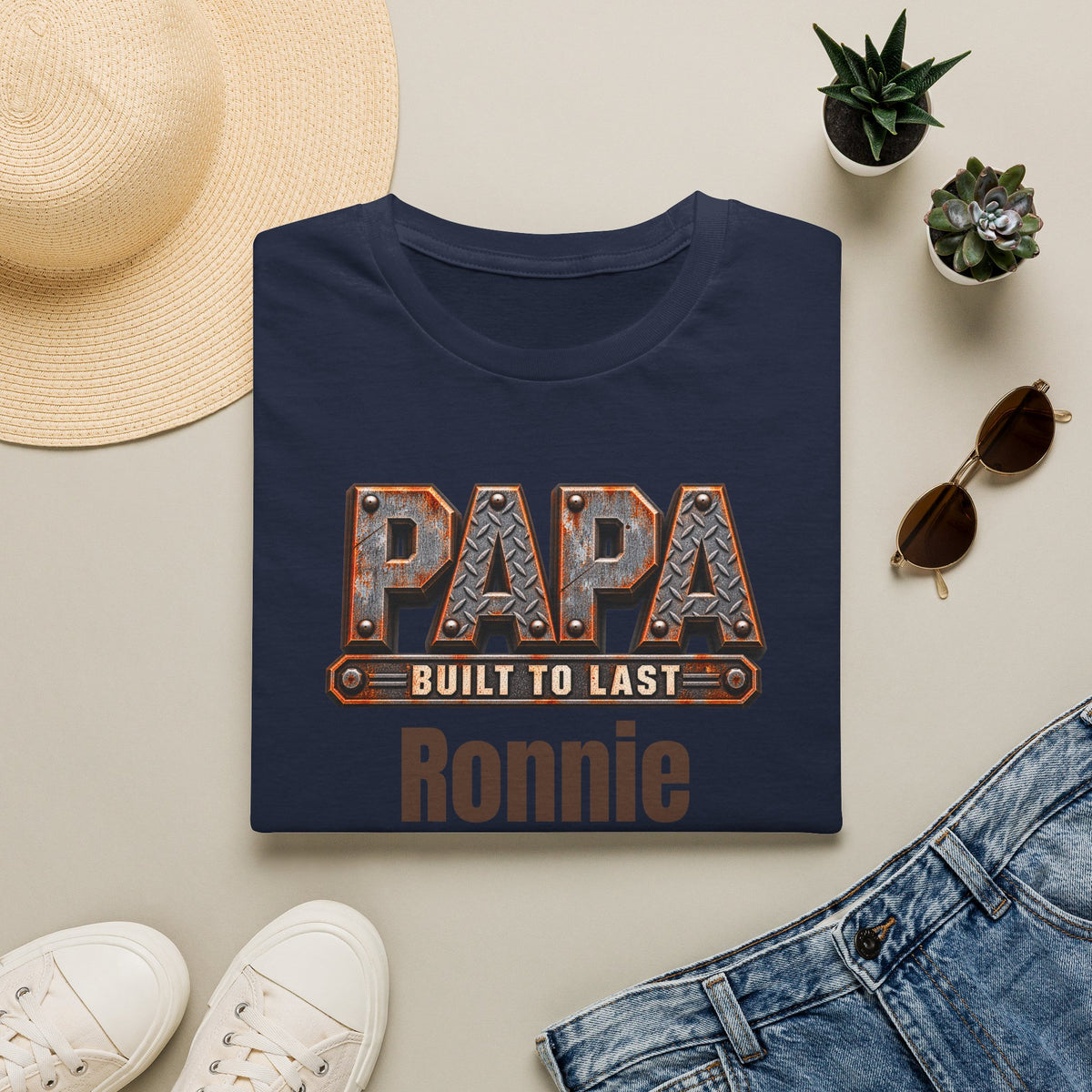 Papa "Built to Last" T-Shirt — Personalise