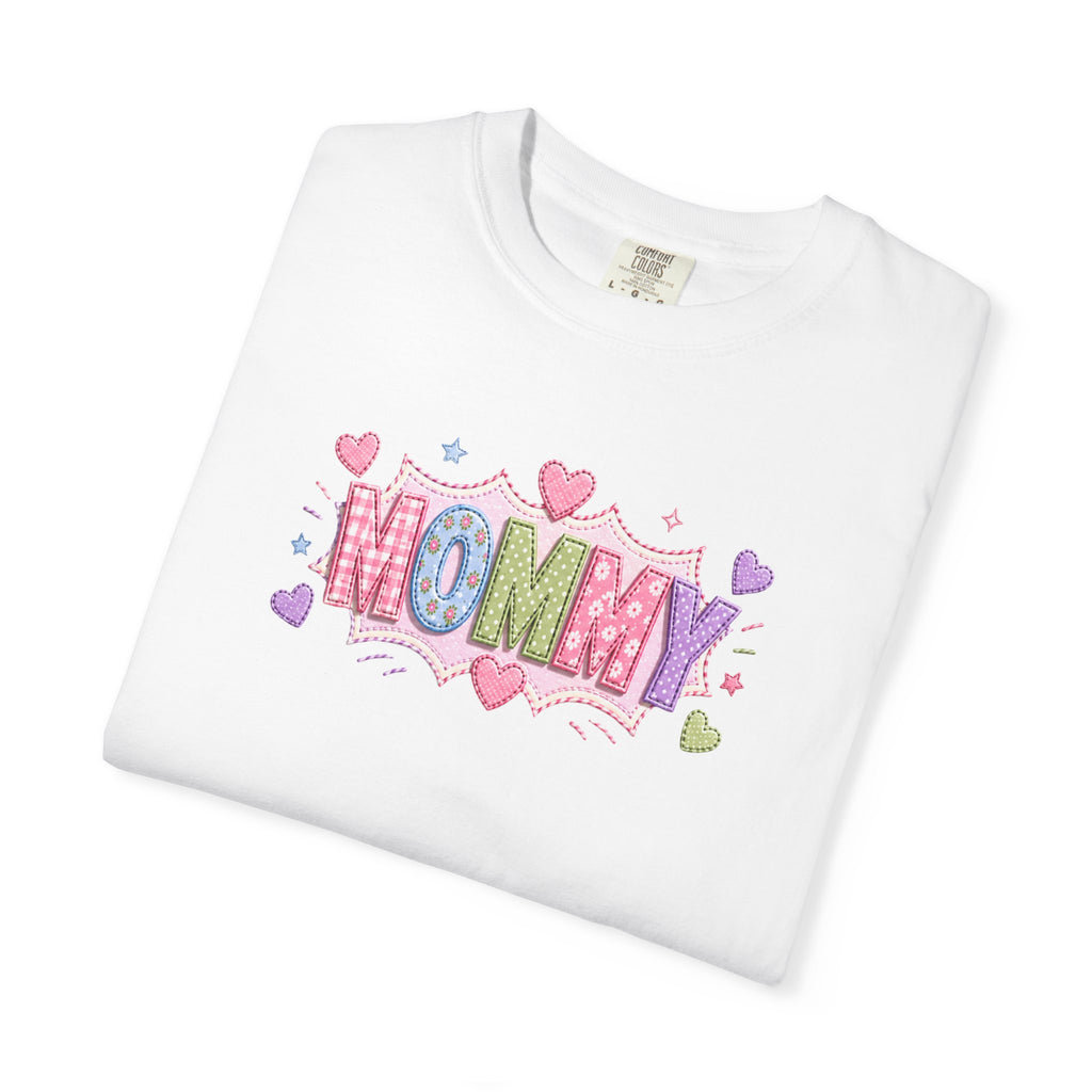 Mommy Hearts T‑Shirt — Cute Pastel 'MOMMY' Graphic Tee for Mother's Day & New Moms