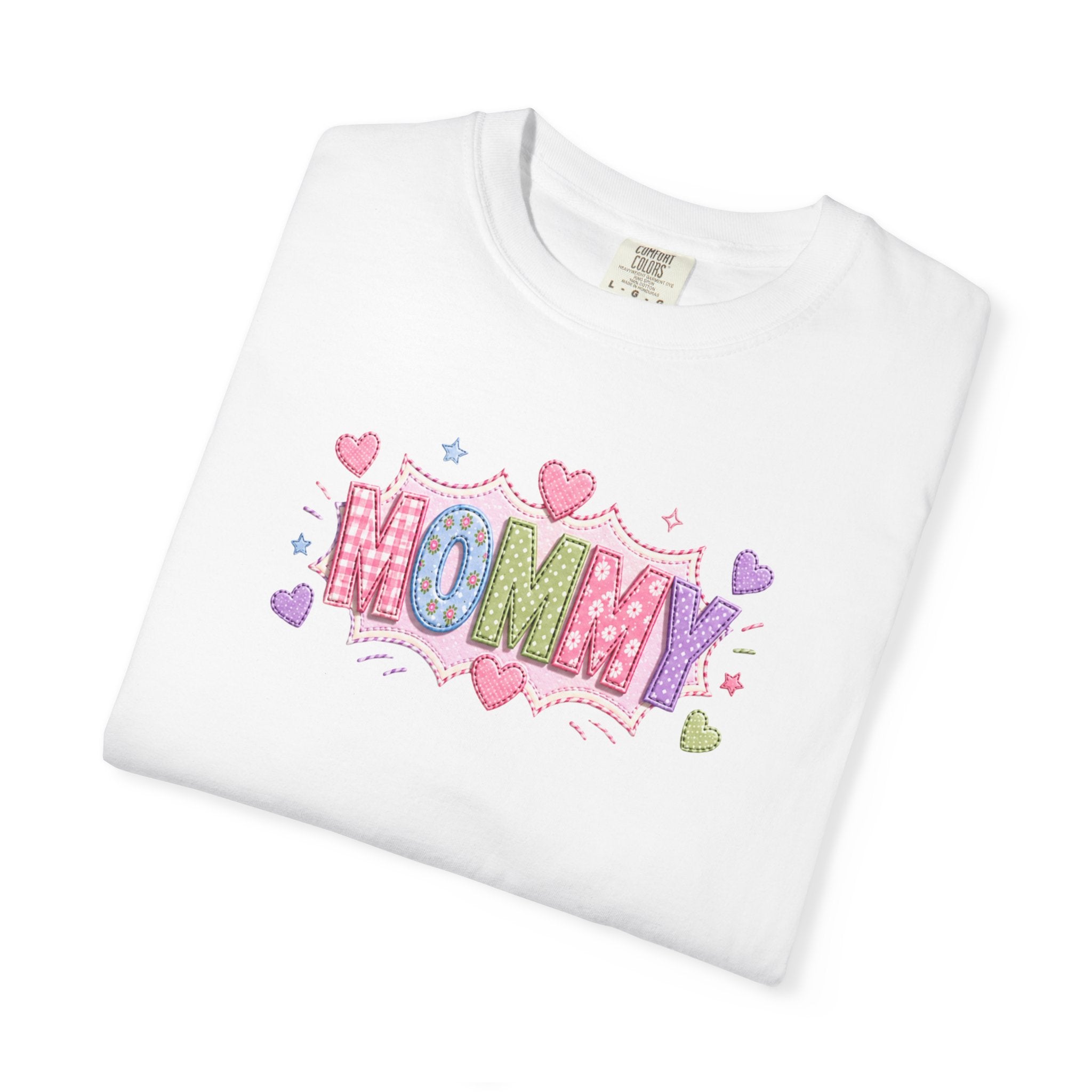 Mommy Hearts T‑Shirt — Cute Pastel 'MOMMY' Graphic Tee for Mother's Day & New Moms