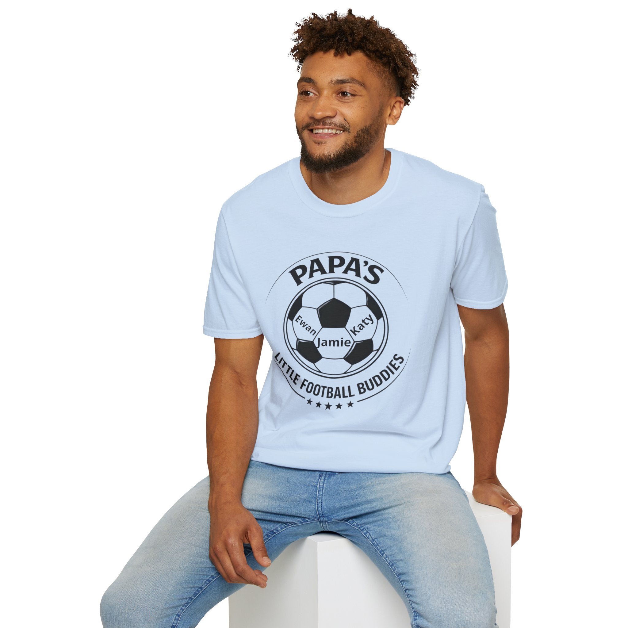 T-Shirt — "Papa's Little Football Buddies" Personalized Soccer Dad Tee