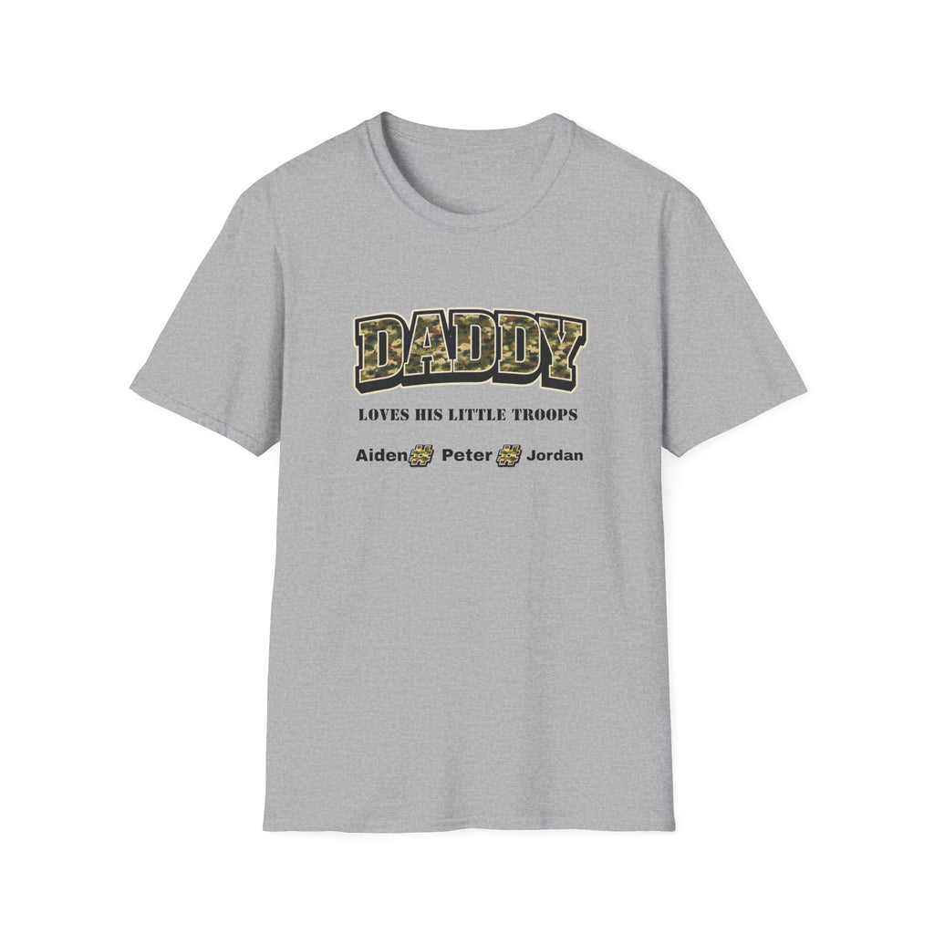 Daddy Loves His Little Troops Personalized Camo T-Shirt — Custom Name Father's Day Gift