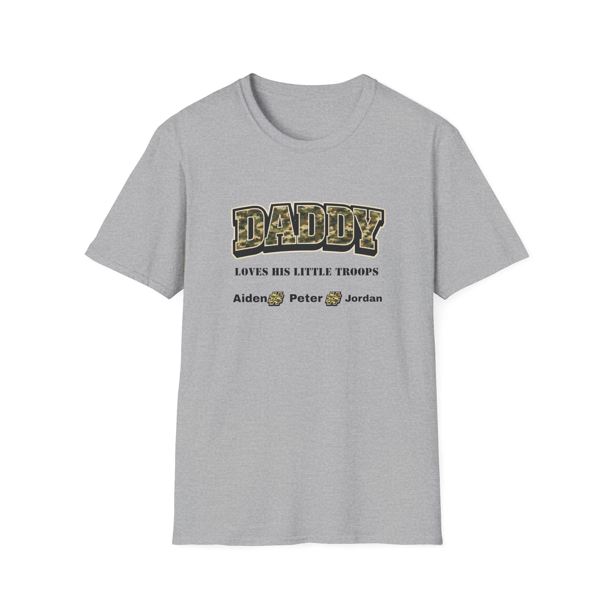Daddy Loves His Little Troops Personalized Camo T-Shirt — Custom Name Father's Day Gift