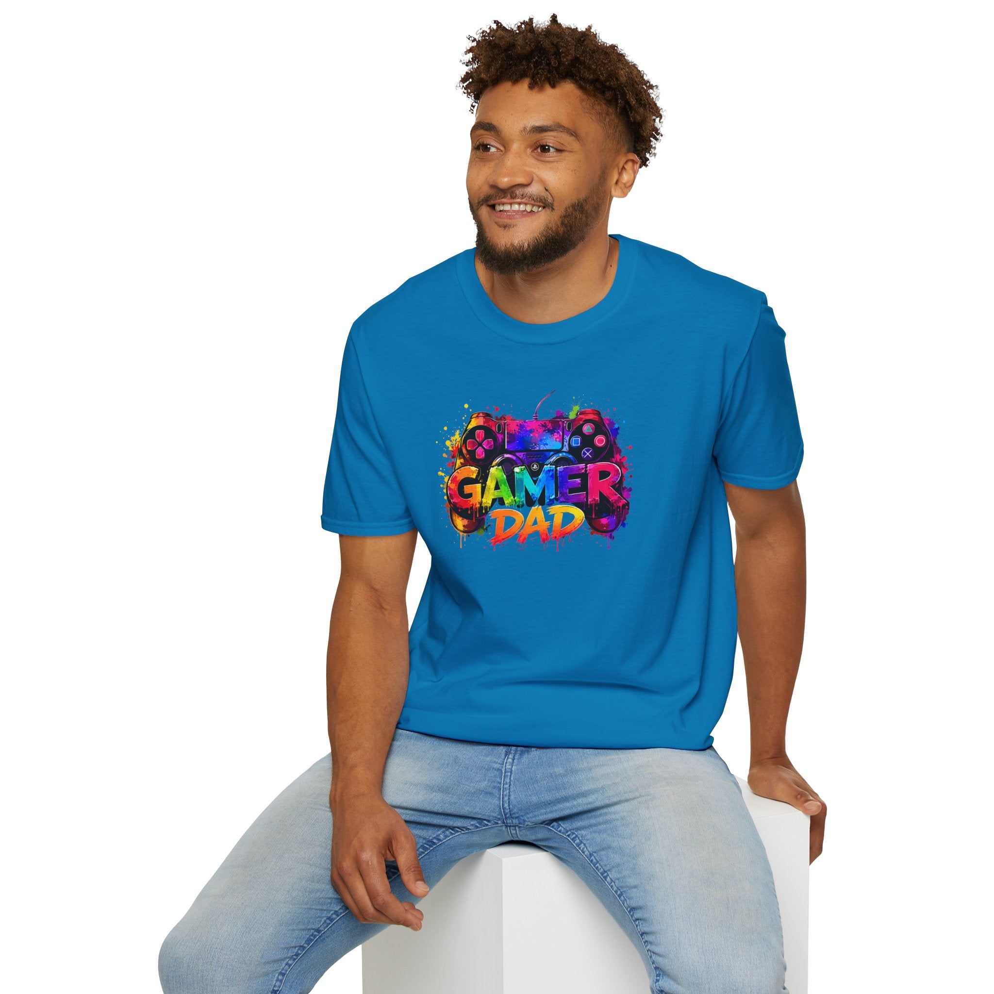 Gamer Dad Colourful Controller Design T-Shirt