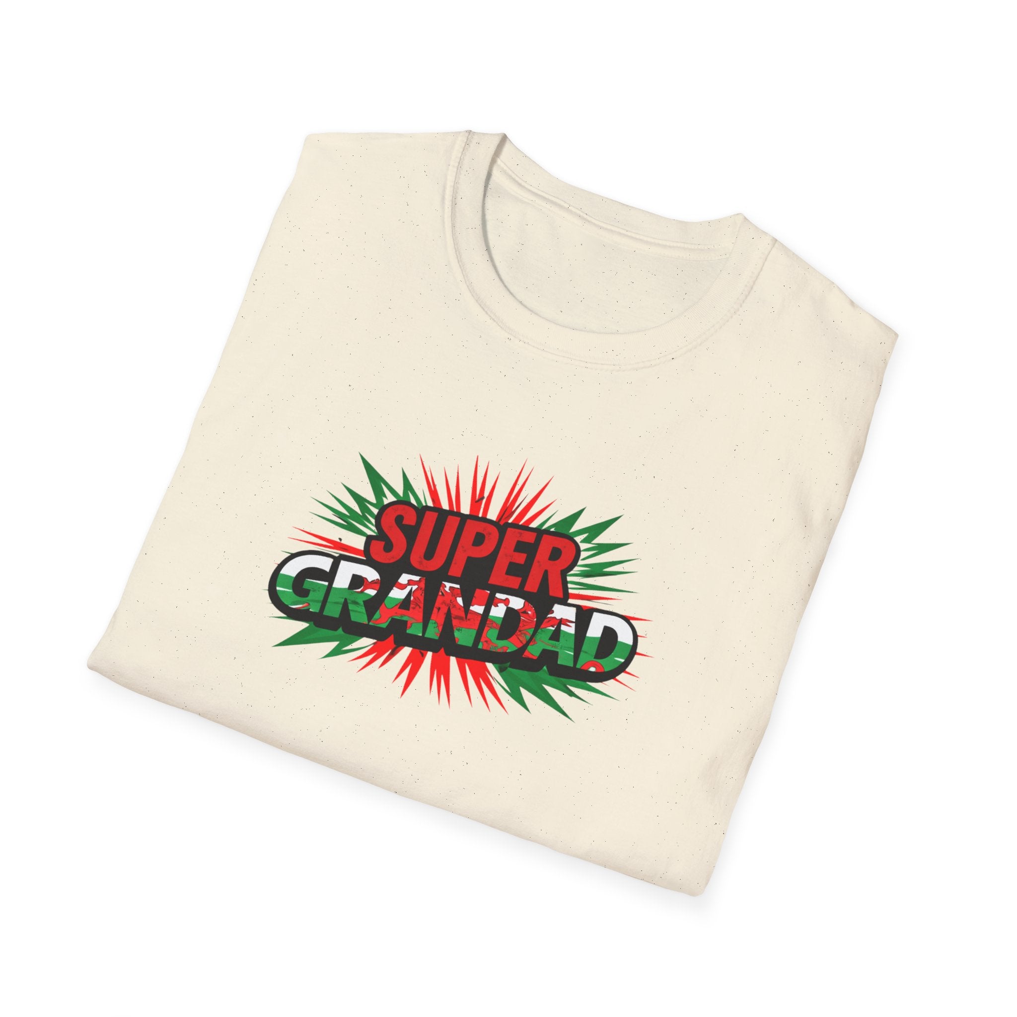 Super Grandad Welsh Flag/Wales themed T-Shirt — Retro Comic Style Father's Day Gift