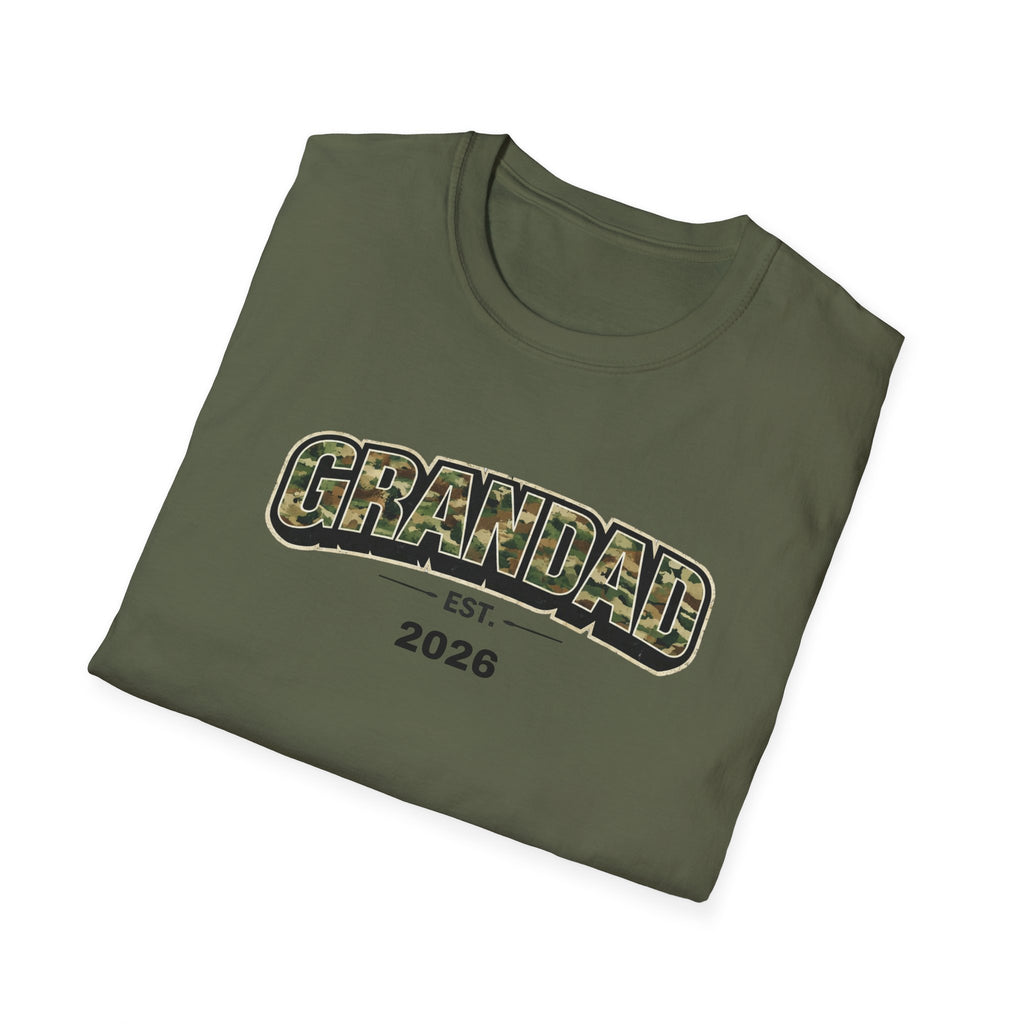 Granddad Est. 2026 T-Shirt — Camo Lettering Fathers Day Gift