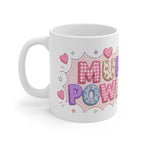Mug - 'Mum Power' Colorful Patchwork Hearts Coffee Cup
