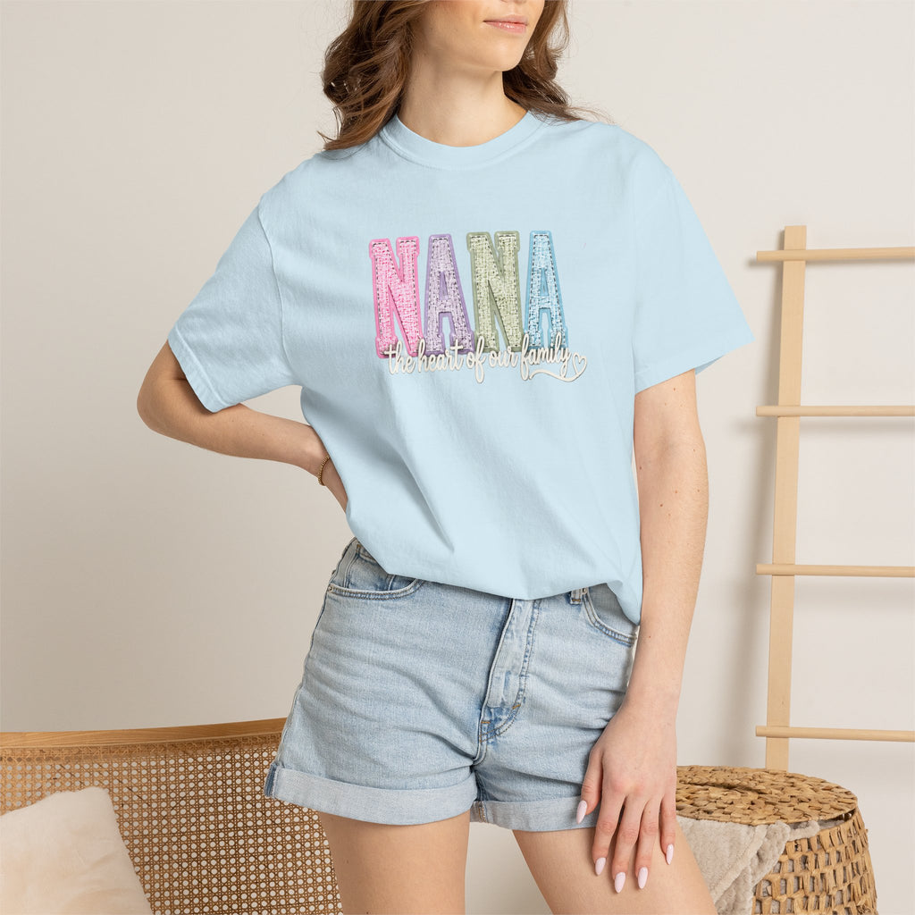 NANA Pastel Patchwork T-Shirt — "The Heart of Our Family" Gift