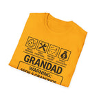 Grandad Warning T-Shirt — 'Warning: Spoils Grandkids & Hands Out Biscuits' Funny Grandpa Shirt