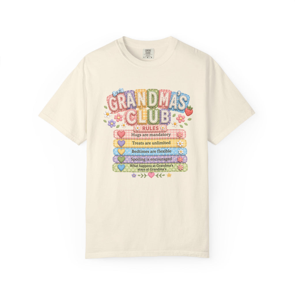 Grandma's Club T-Shirt — Cute Floral 'Grandma's Club' Rules Tee