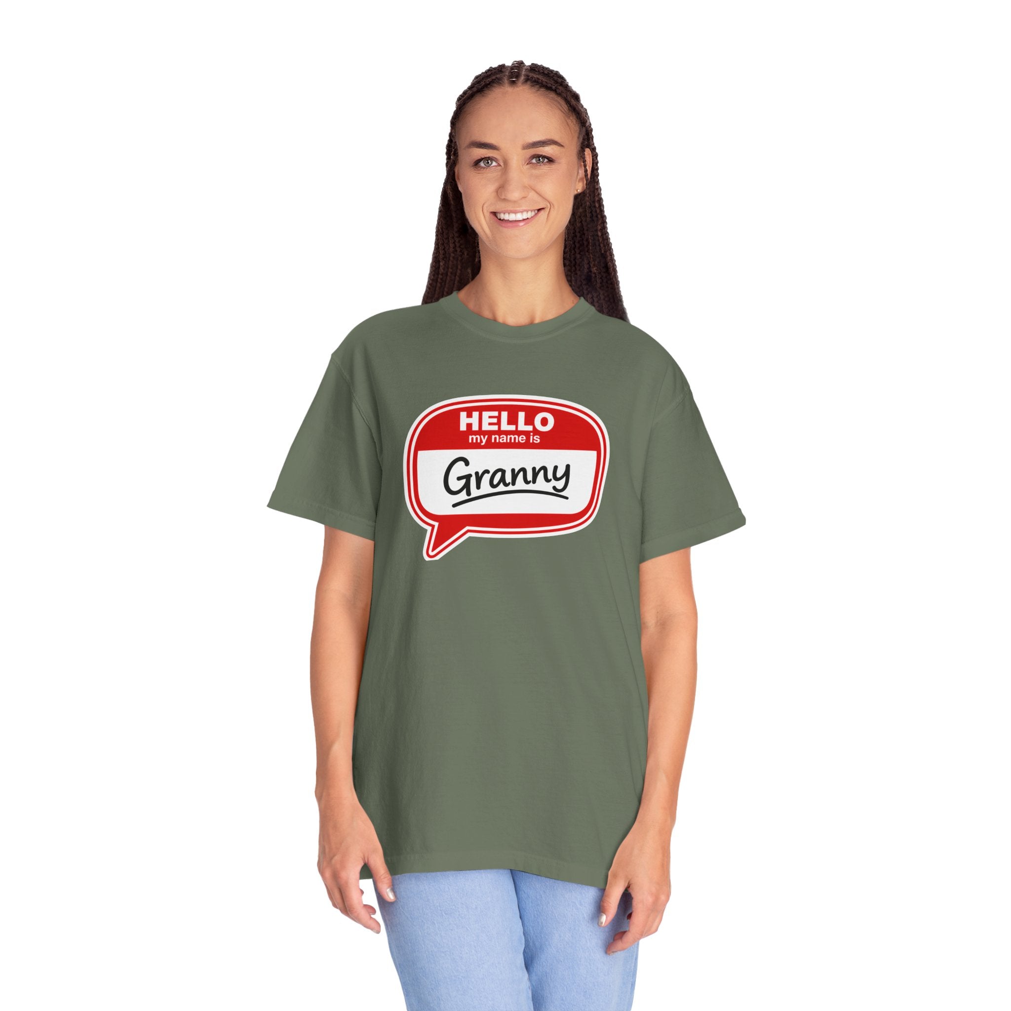 Hello My Name Is Granny T-Shirt - Funny Grandma Gift, Retro Name Badge Tee