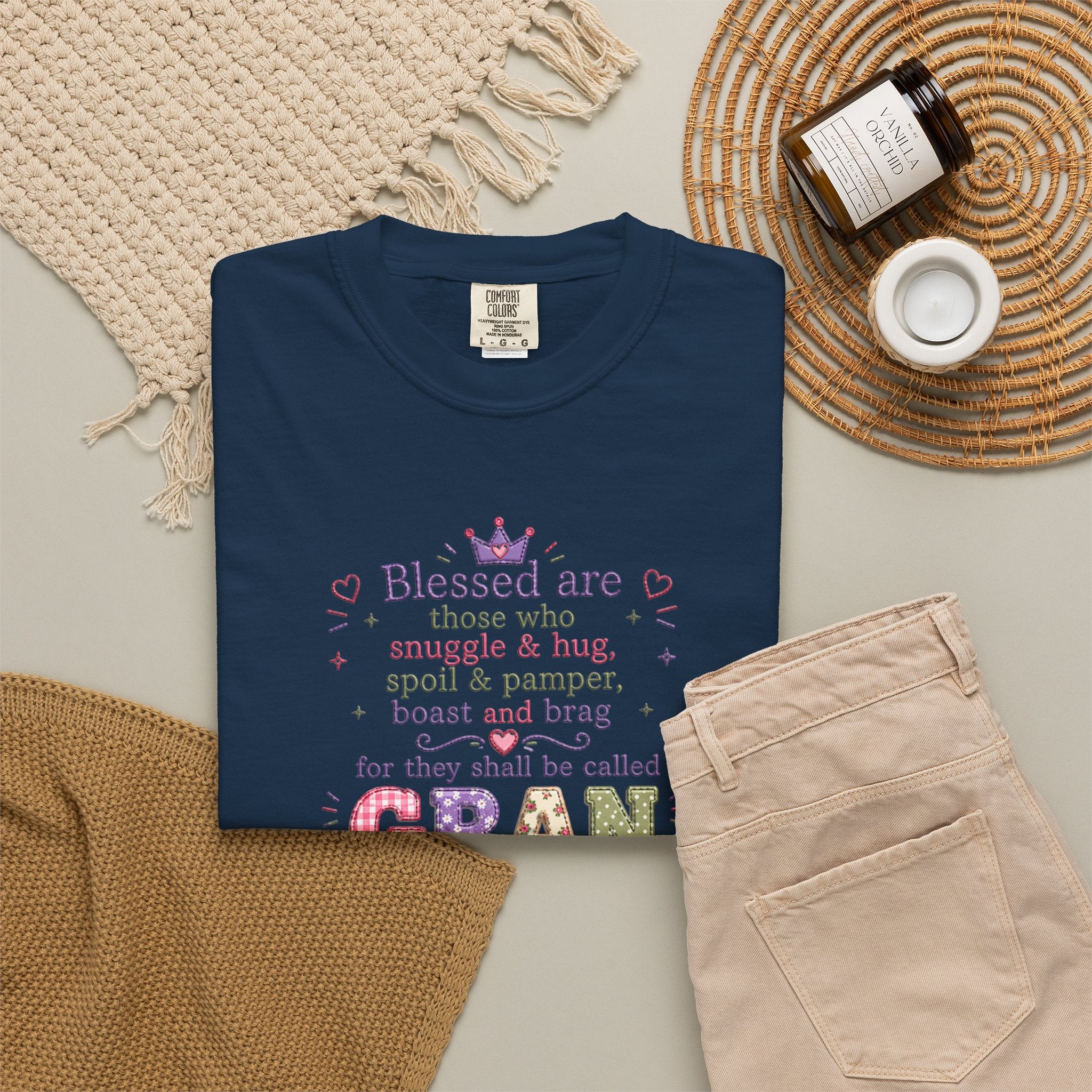 Gran Blessings T-Shirt — "Blessed are those who snuggle & hug... called GRAN"