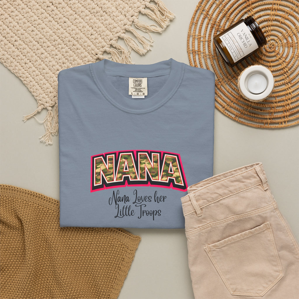 Nana Leopard Print T-Shirt — "Nana (who loves her little troops)" Grandma Gift