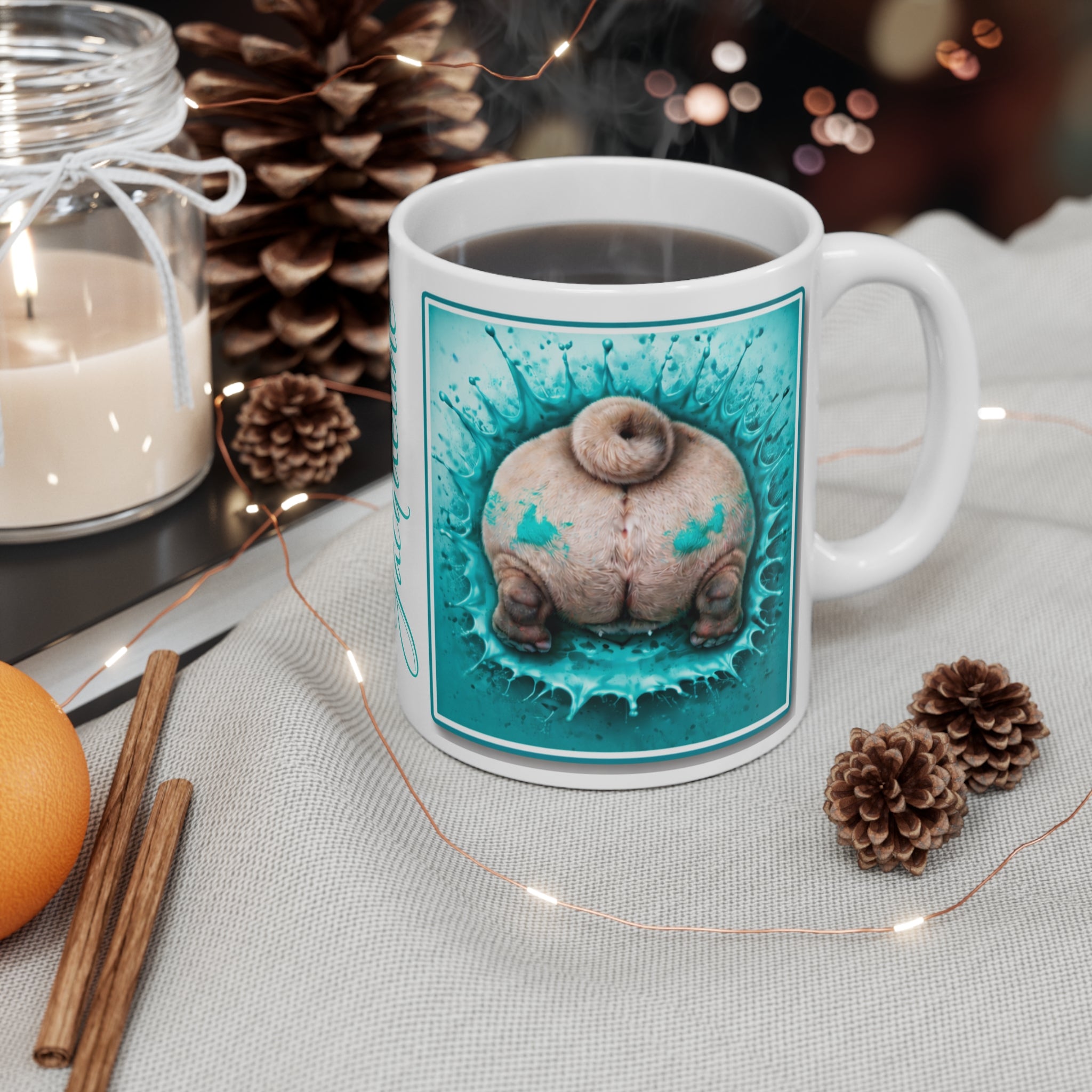 Personalized Pug Mug — "I puggin' woof you!" 11oz Ceramic Coffee Cup