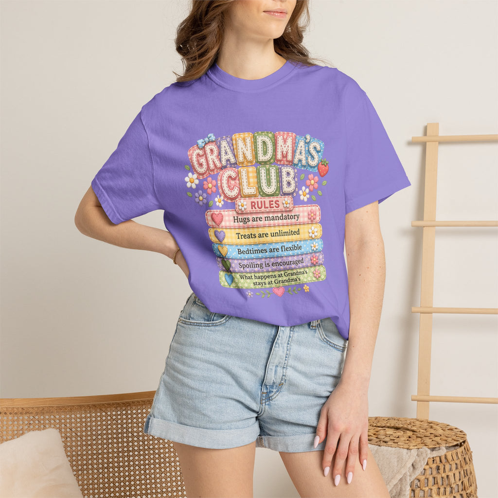 Grandma's Club T-Shirt — Cute Floral 'Grandma's Club' Rules Tee