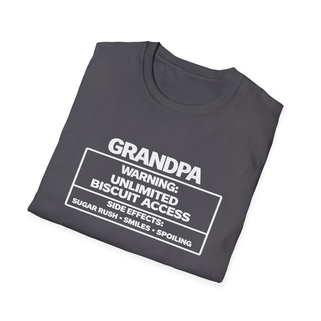 Grandpa Warning T-Shirt — "Unlimited Biscuit Access" Funny Grandpa Tee