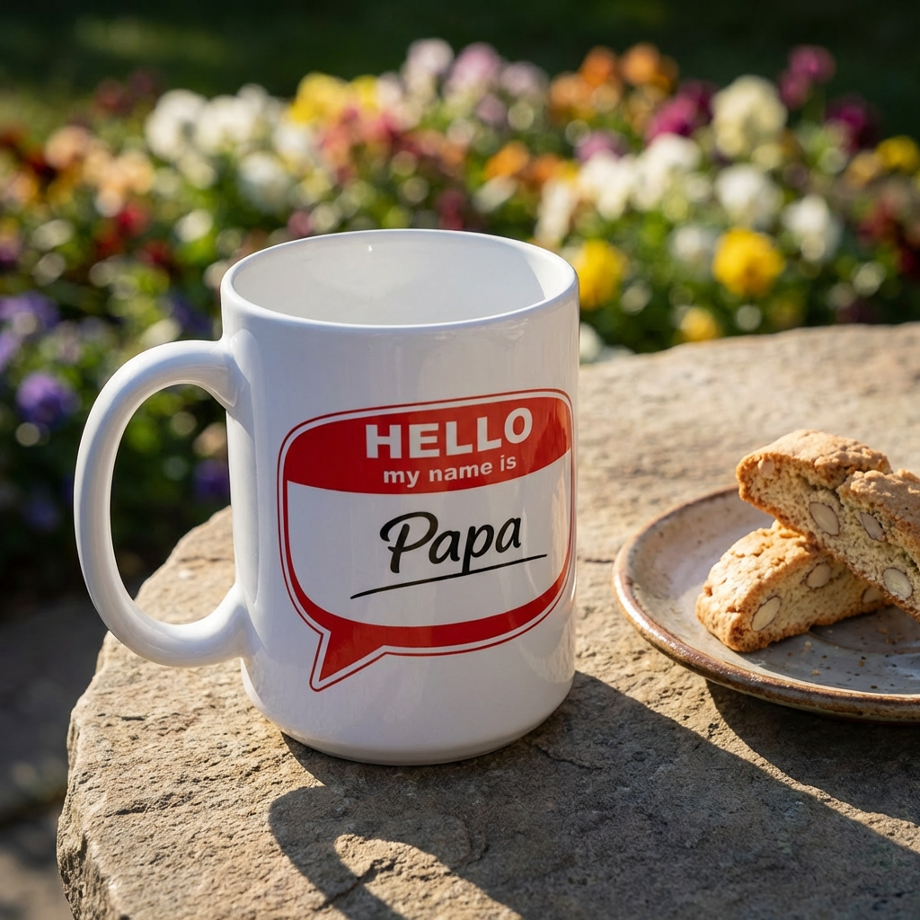 Mug — "Hello My Name Is Papa" Coffee Mug | Funny Father’s Day Gift