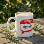 Grandad Mug - "Hello My Name Is Grandad" Coffee Cup, Gift for Grandpa, Father's Day Present