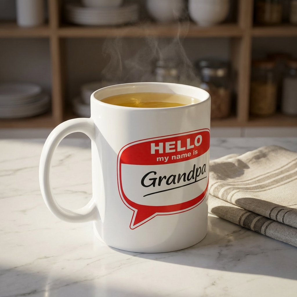 Hello My Name Is Grandpa Mug — Funny Grandpa Coffee Cup, Father’s Day Gift