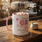 Gran Floral Accent Coffee Mug — 'Gran' Decorative Pink Interior 11/15oz Gift for Mother's Day