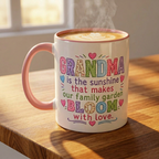 Grandma Word-Art Accent Coffee Mug — Pink Interior, Mother's Day Gift