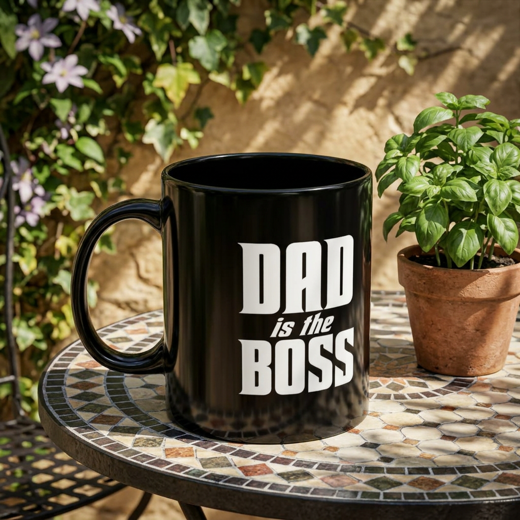 Bold 'Dad is the Boss' Black Coffee Mug — 11oz & 15oz