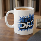 Super Dad Ceramic Mug —Scotland Flag themed  "Super Dad" 11oz & 15oz Gift Coffee Cup