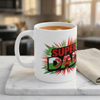 Super Dad Wales Flag themed Ceramic Coffee Mug — 11oz & 15oz Father’s Day Gift