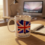 Made in the UK Mug — British Flag Watercolor Coffee Cup