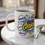 Super Grandad Comic-Style Personalized Mug — Custom Names Gift