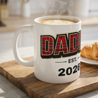 Dad Mug — "Daddy Est. 2026" Plaid Father’s Day Coffee Cup