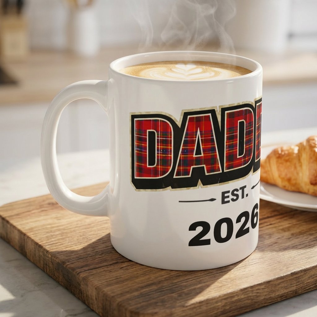Dad Mug — "Daddy Est. 2026" Plaid Father’s Day Coffee Cup
