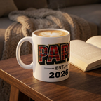 Papa Plaid Mug — 'Papa Est. 2026' Coffee Cup, New Dad Gift
