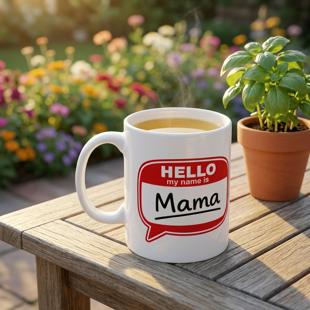Mama Mug — "Hello My Name Is Mama" Coffee Cup, Cute Gift for Moms, Mother's Day